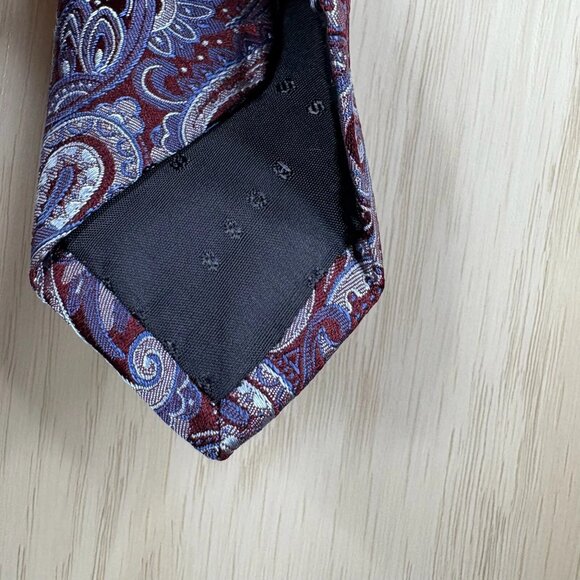 Hogo Boss Mens Purple & White Paisley Print Silk Office Wear Tie 60x3 Inches - Picture 8 of 12